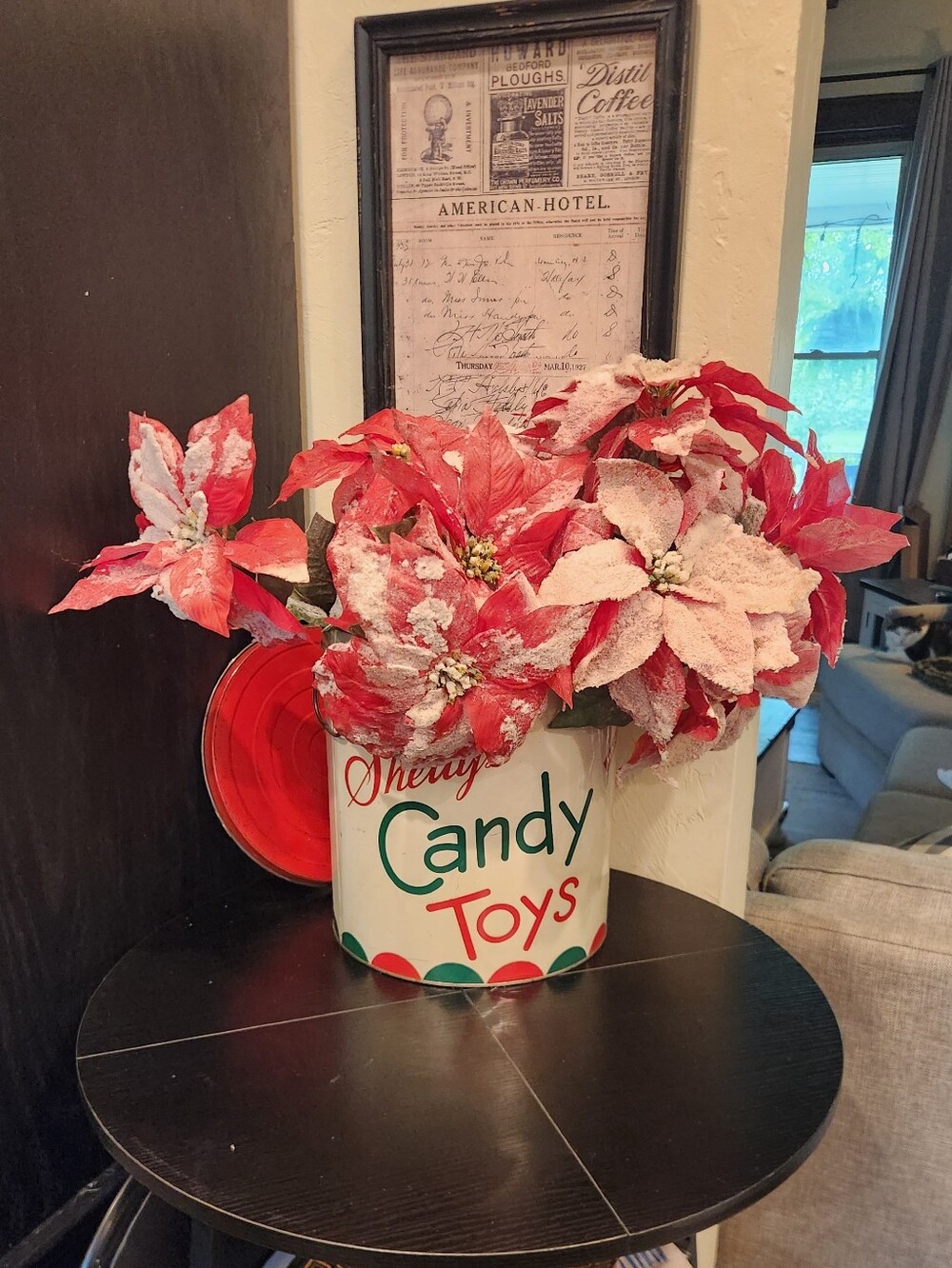 Vintage Set of 2 Large Frosted Poinsettia Stems